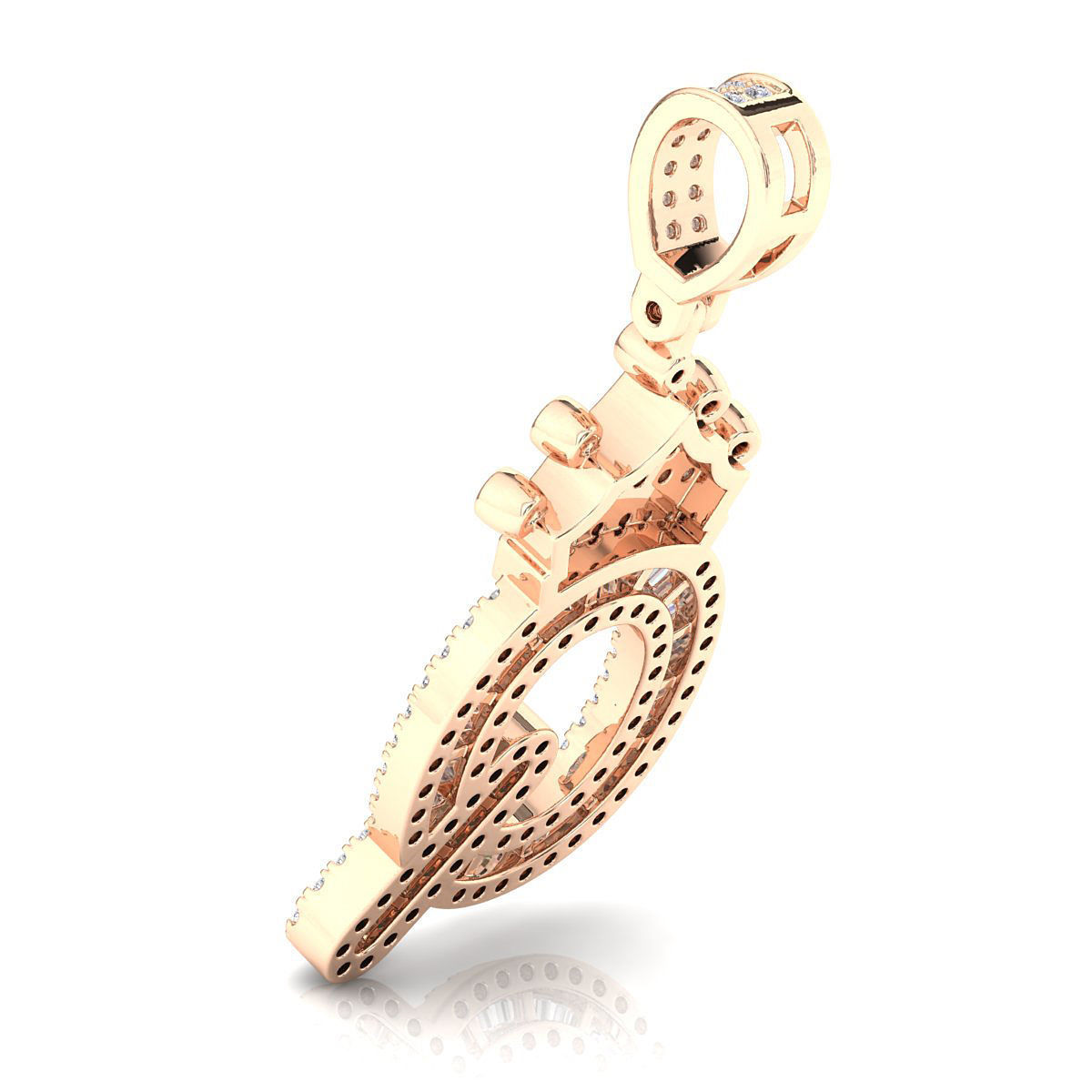 Crown Initial  Q  Letter Pendant 3D print model_8