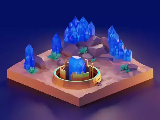 Low-poly desert crystal in