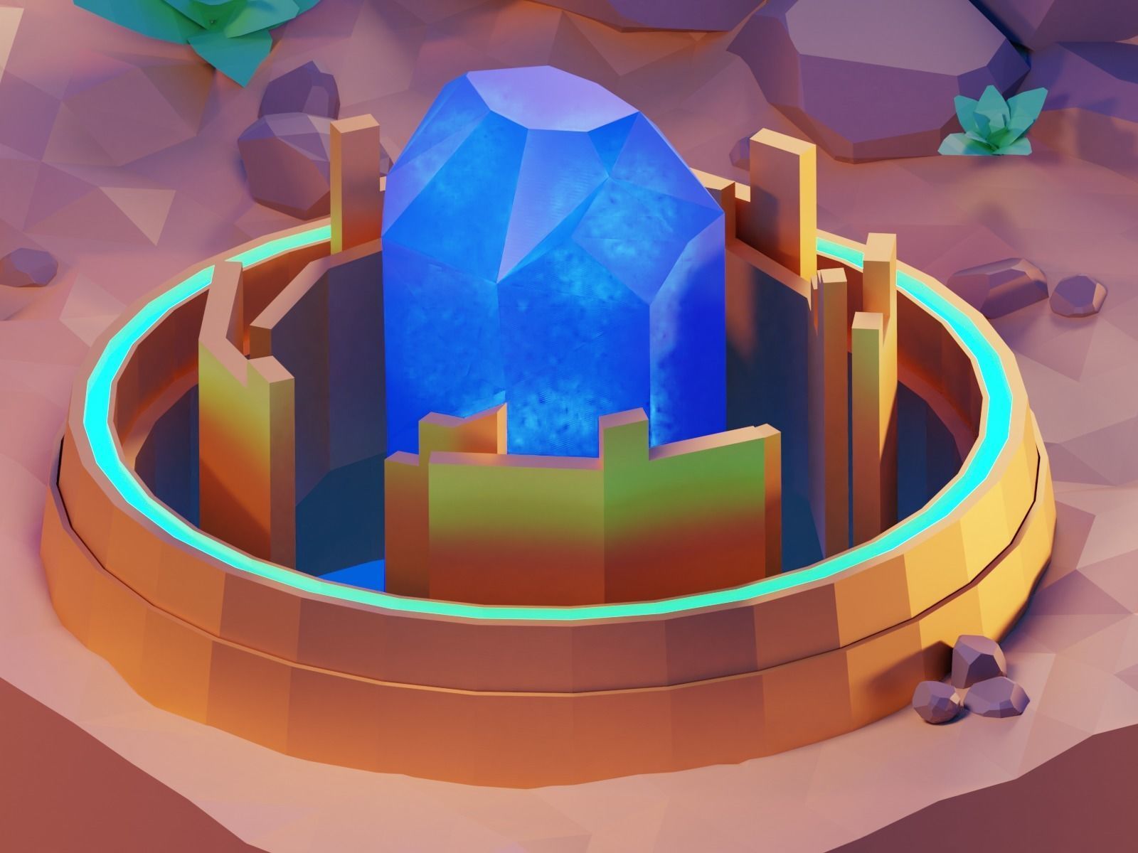 Low-poly desert crystal in Low-poly 3D model_3