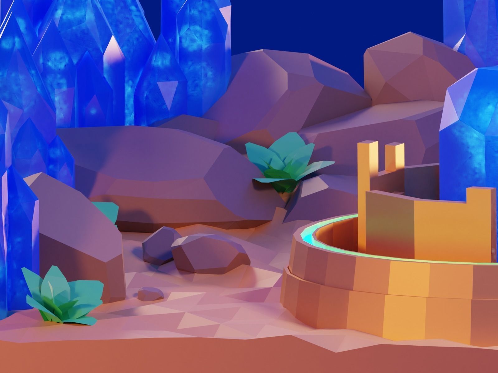 Low-poly desert crystal in Low-poly 3D model_5