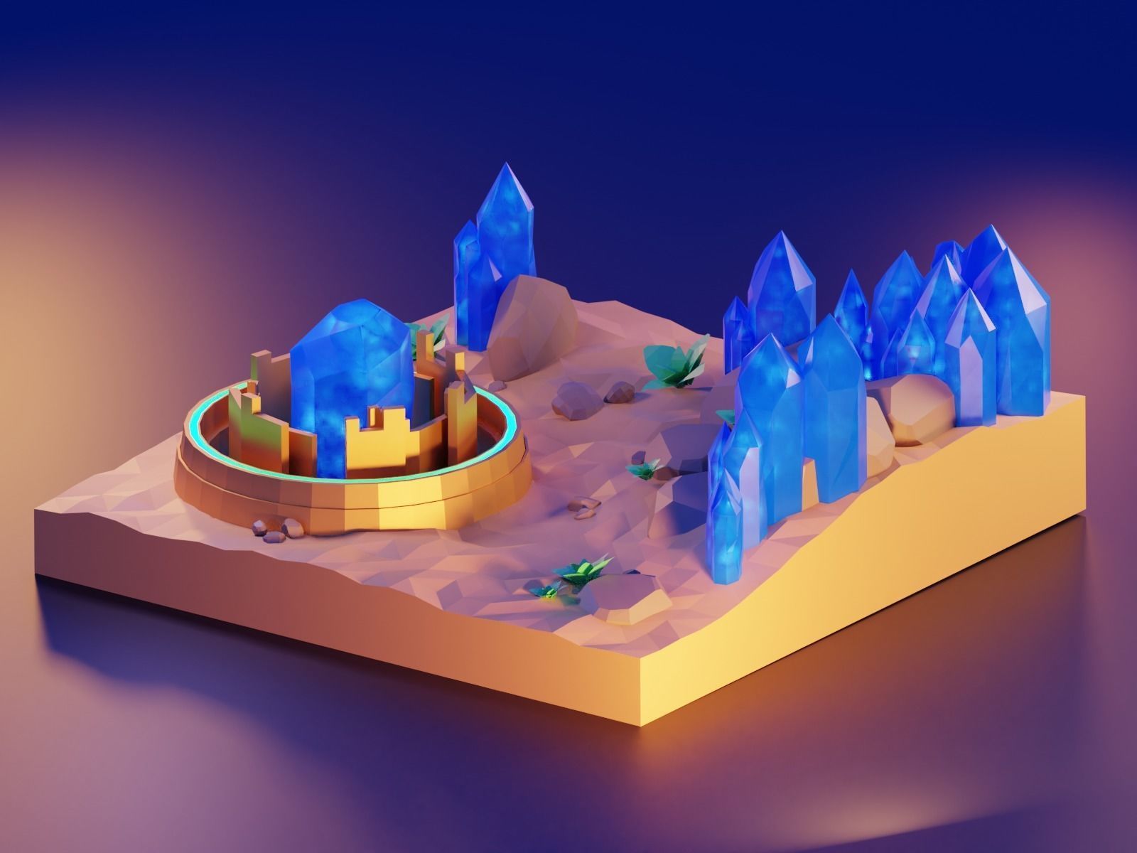 Low-poly desert crystal in Low-poly 3D model_4