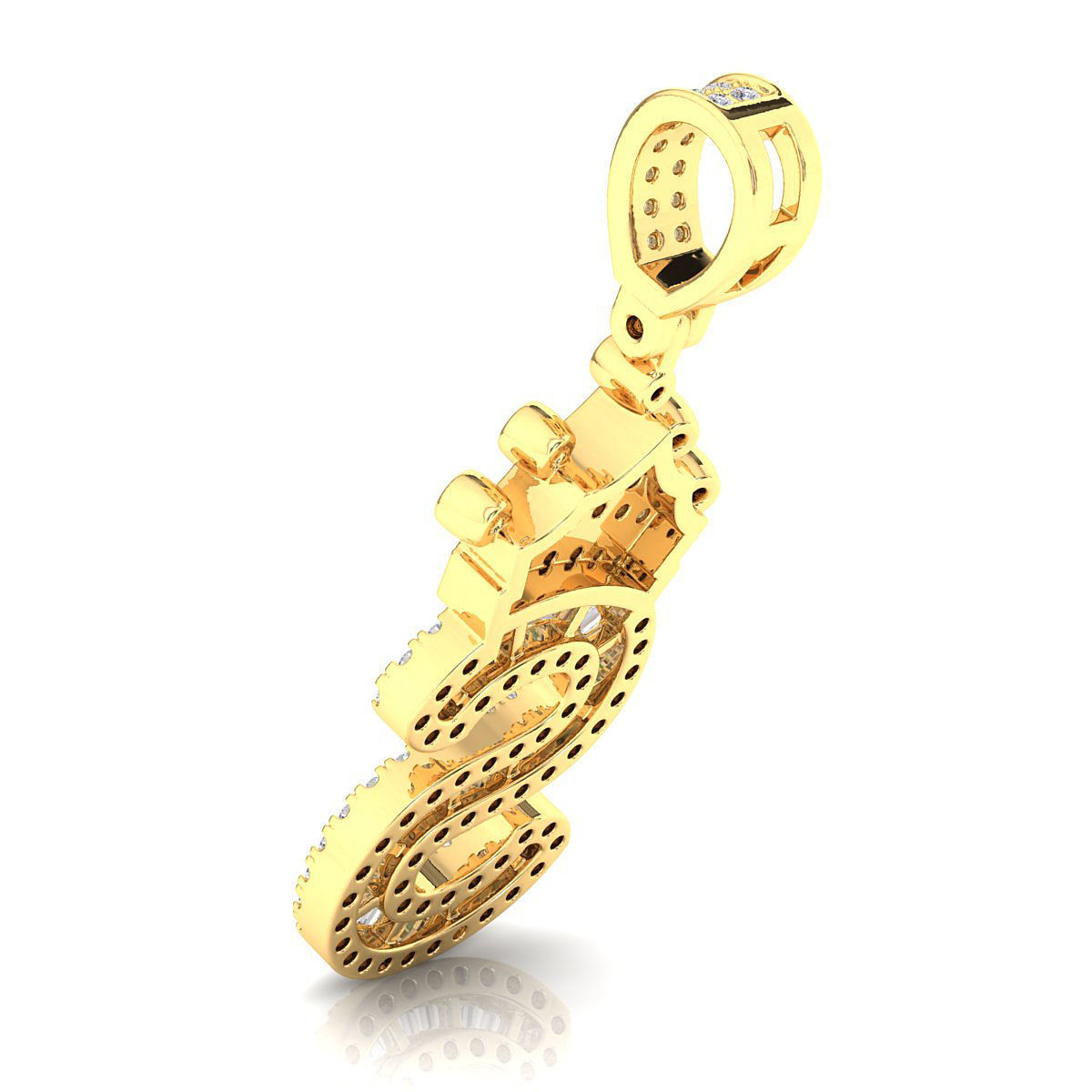 Crown Initial S Letter Pendant 3D print model_9