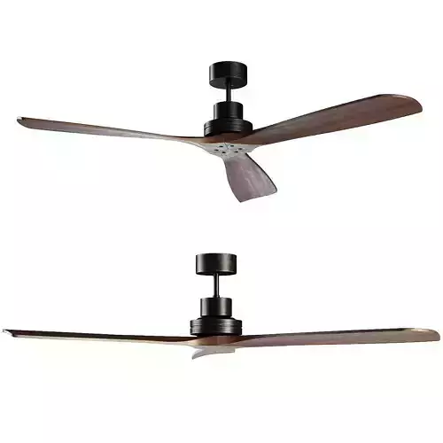 LANTAU Matt black ceiling fan Low-poly 3D model