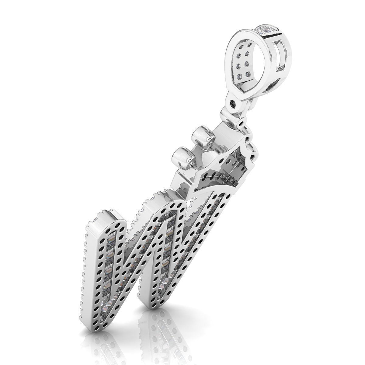 Crown Initial  W  Letter Pendant 3D print model_7