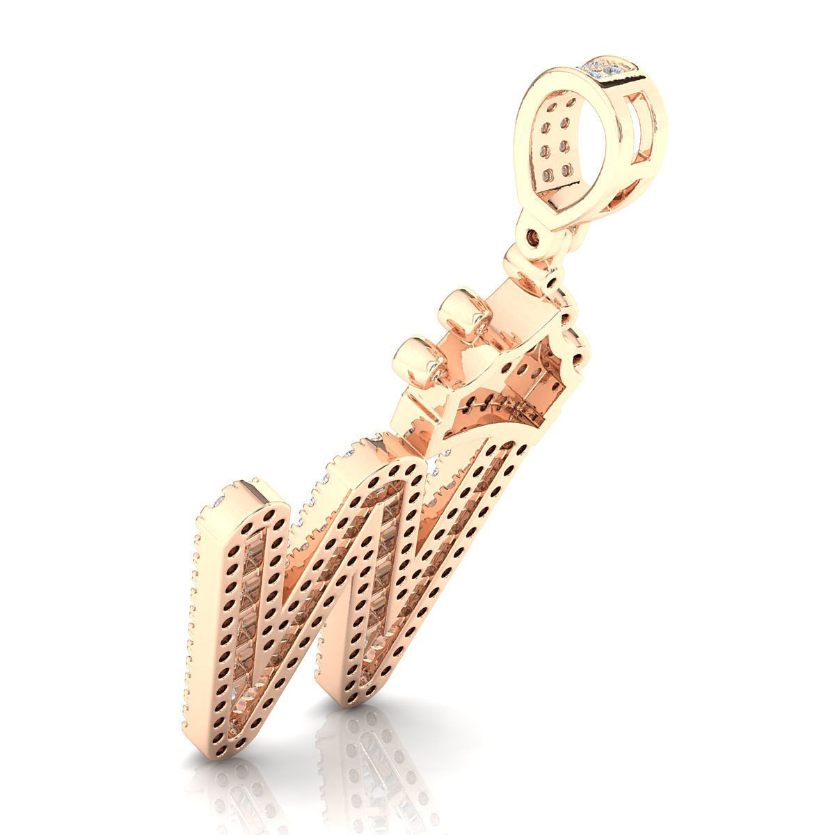 Crown Initial  W  Letter Pendant 3D print model_8