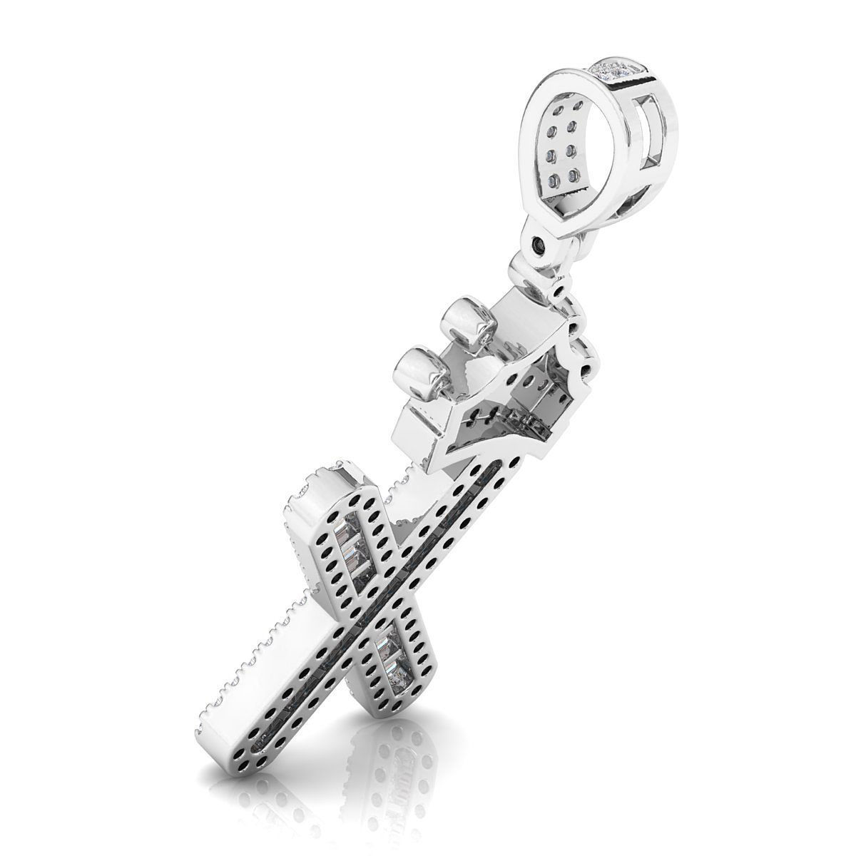 Crown Initial  X  Letter Pendant 3D print model_7