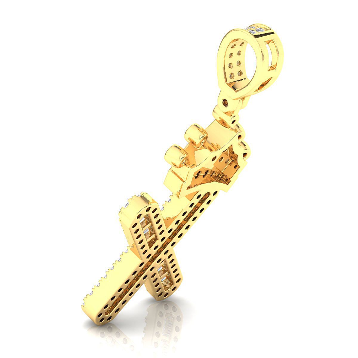 Crown Initial  X  Letter Pendant 3D print model_9