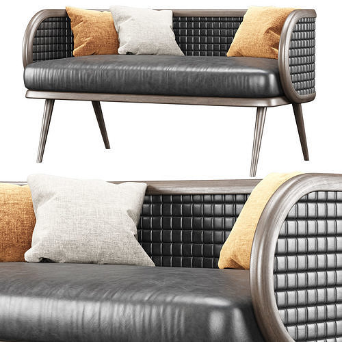 Victoria leather two-seater restaurant sofa NC17 3D model