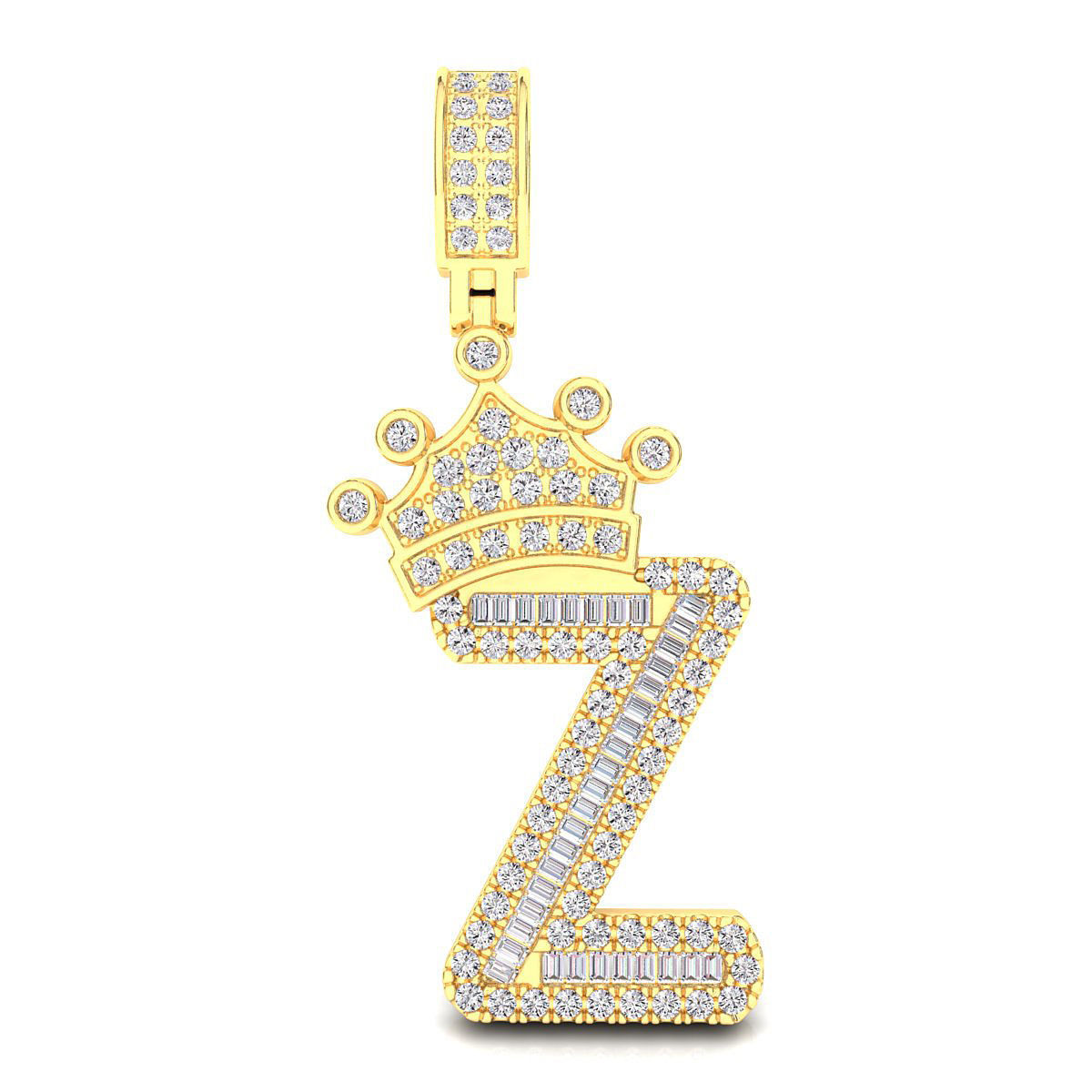 Crown Initial  Z  Letter Pendant 3D print model_2