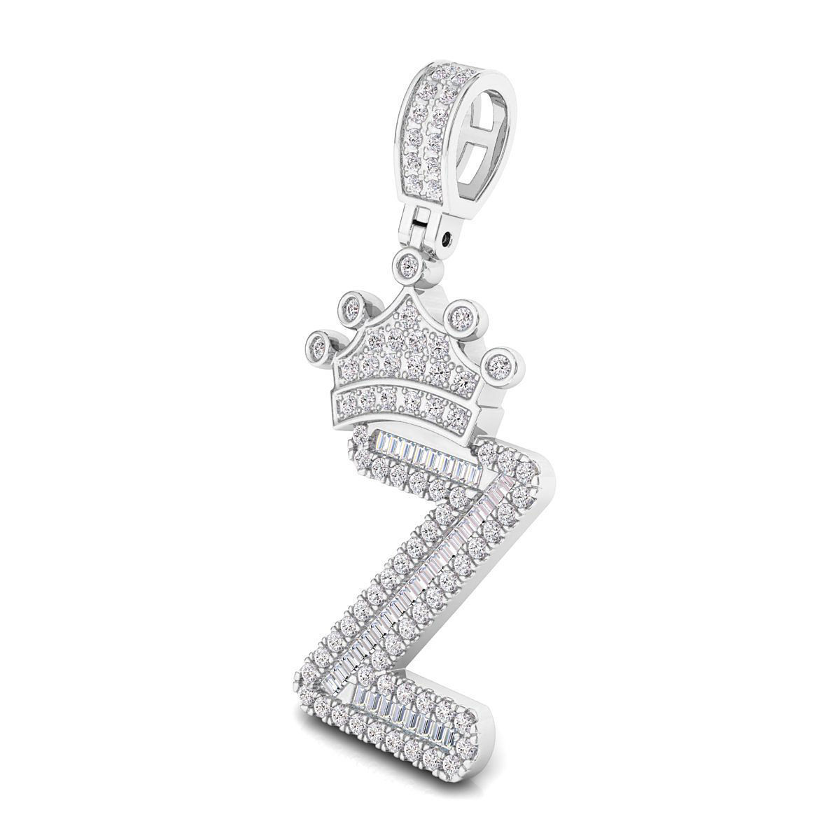 Crown Initial  Z  Letter Pendant 3D print model_4