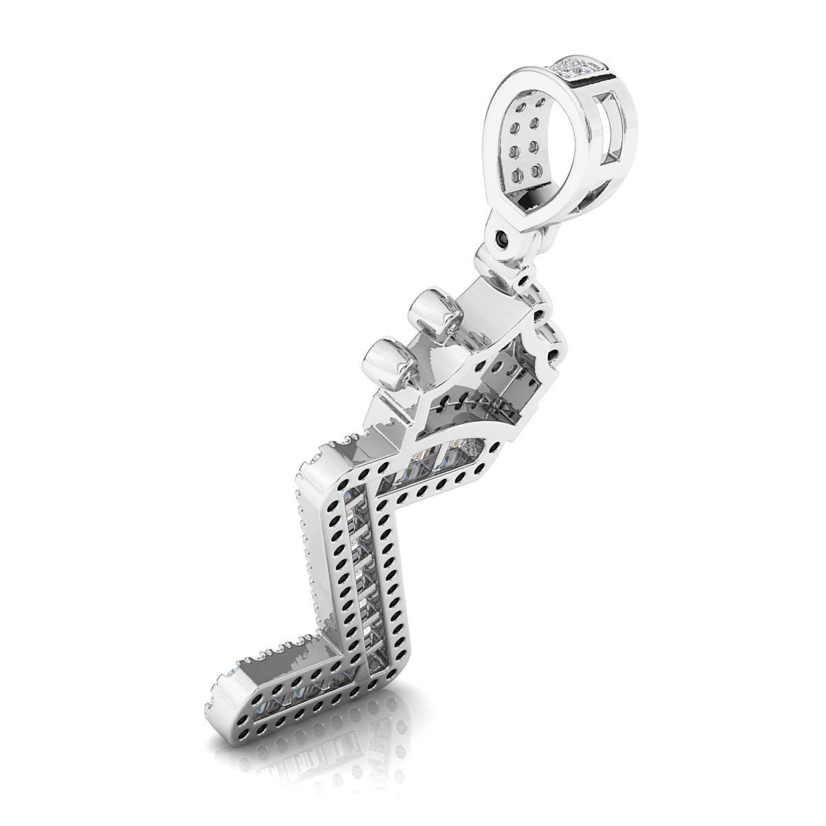 Crown Initial  Z  Letter Pendant 3D print model_7