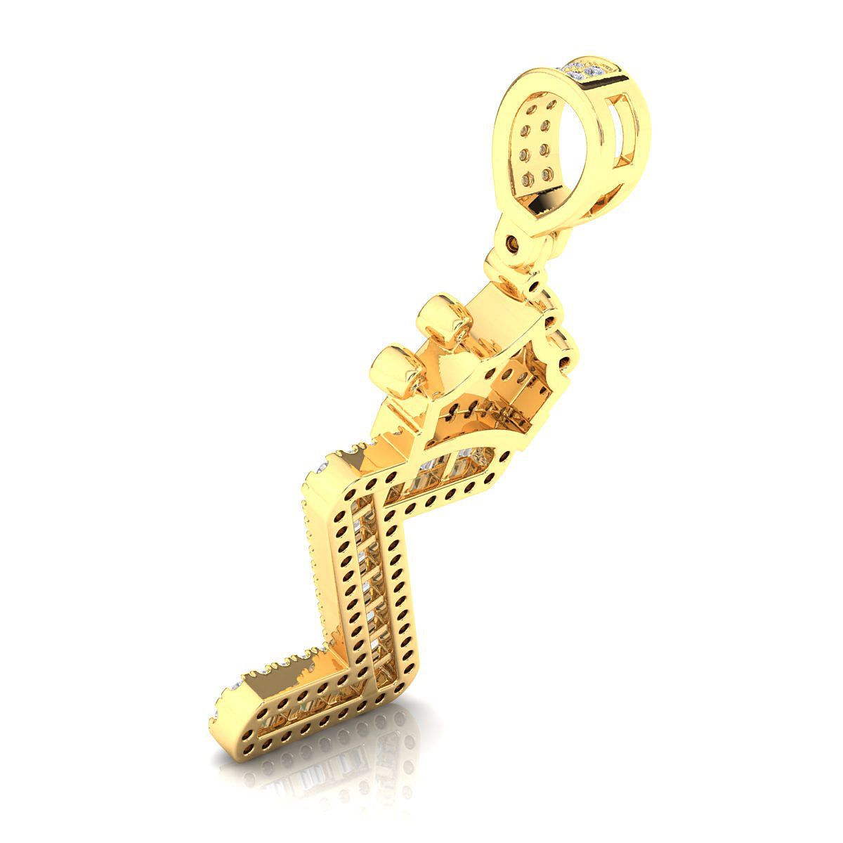 Crown Initial  Z  Letter Pendant 3D print model_9
