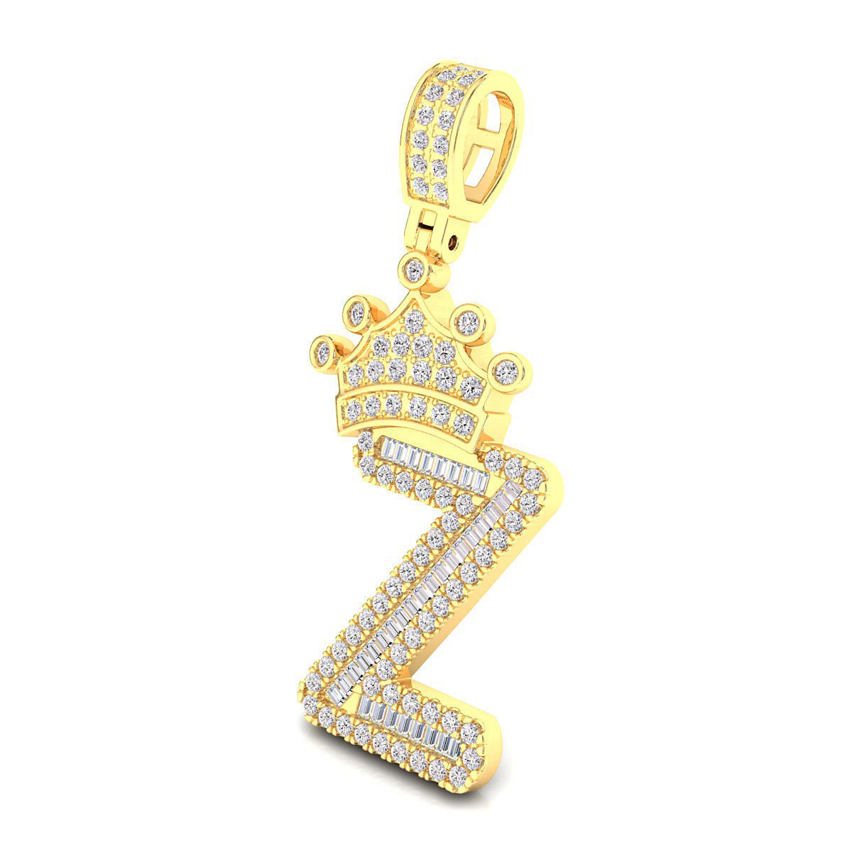 Crown Initial  Z  Letter Pendant 3D print model_6