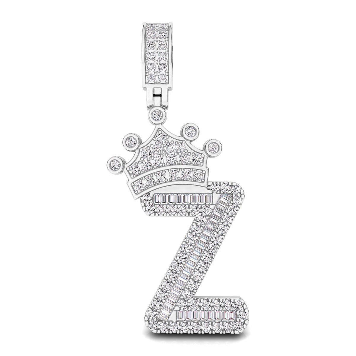 Crown Initial  Z  Letter Pendant 3D print model_1