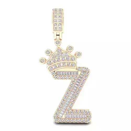 Crown Initial  Z  Letter Pendant
