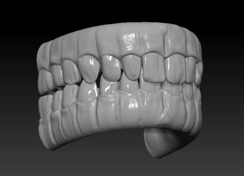 Teeth human mouth with Low-poly 3D model_9