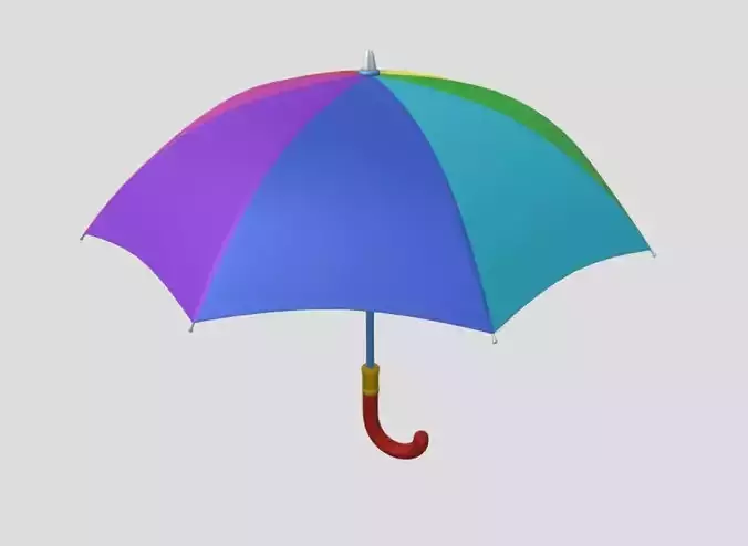 umbrella colorful with wooden handle