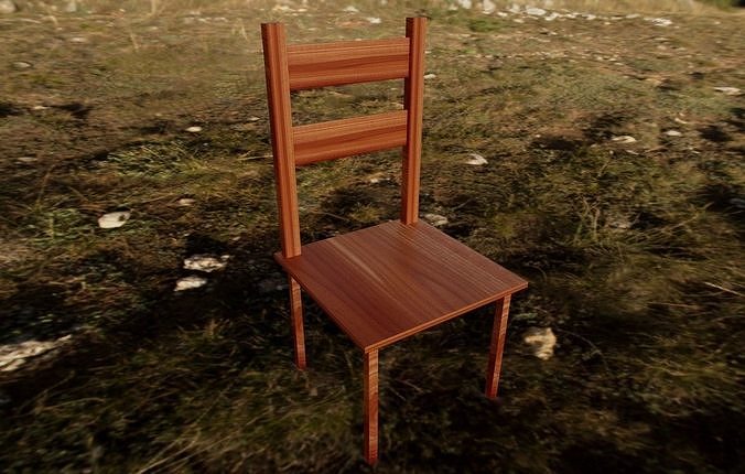 Basic Wooden Chair Low-poly 3D model