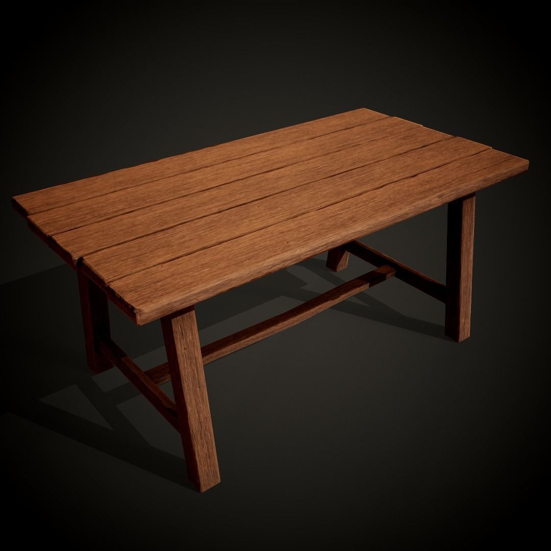 Medieval dungeon sitting - Tables - Chair -Bench and stools Low-poly 3D model_14