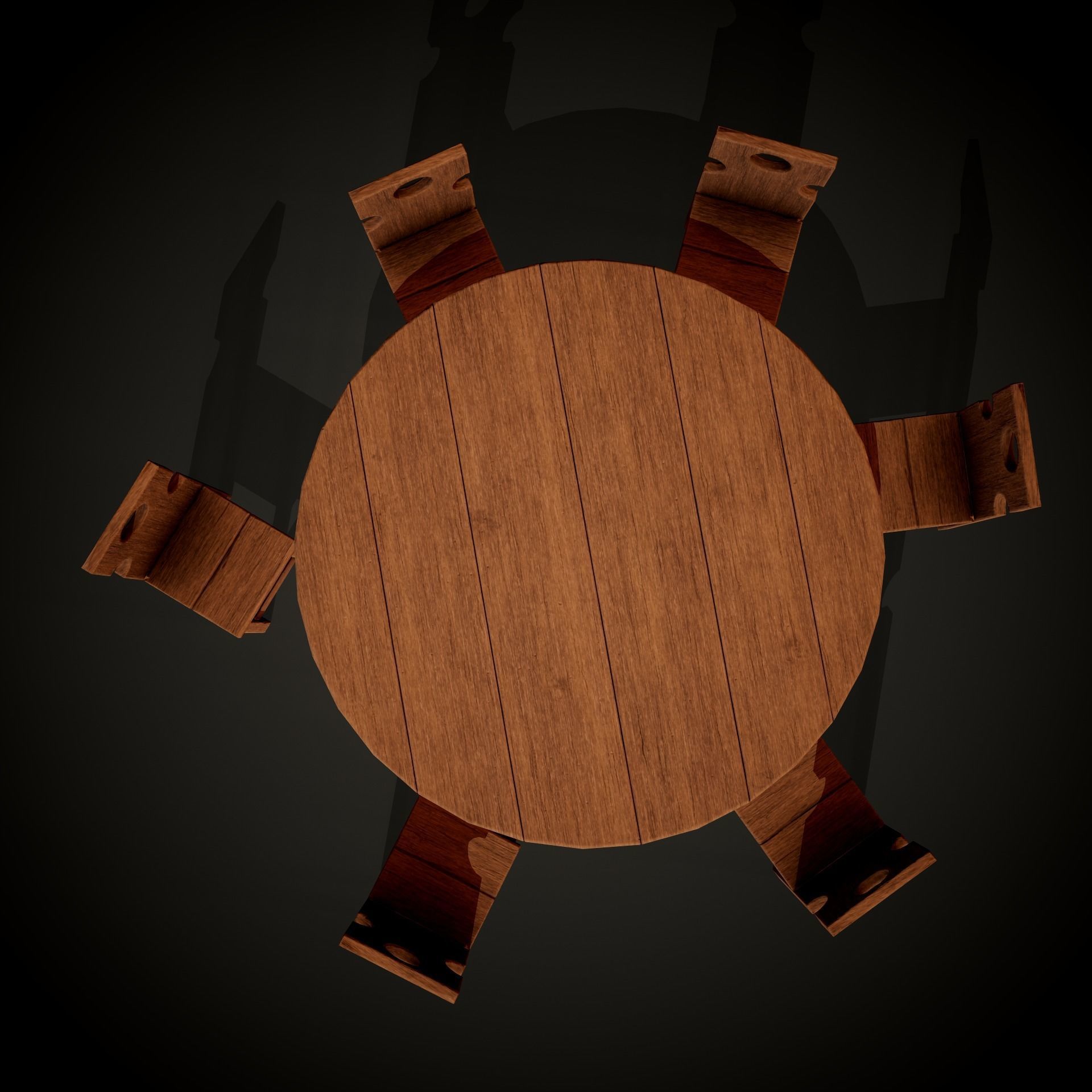 Medieval dungeon sitting - Tables - Chair -Bench and stools Low-poly 3D model_9