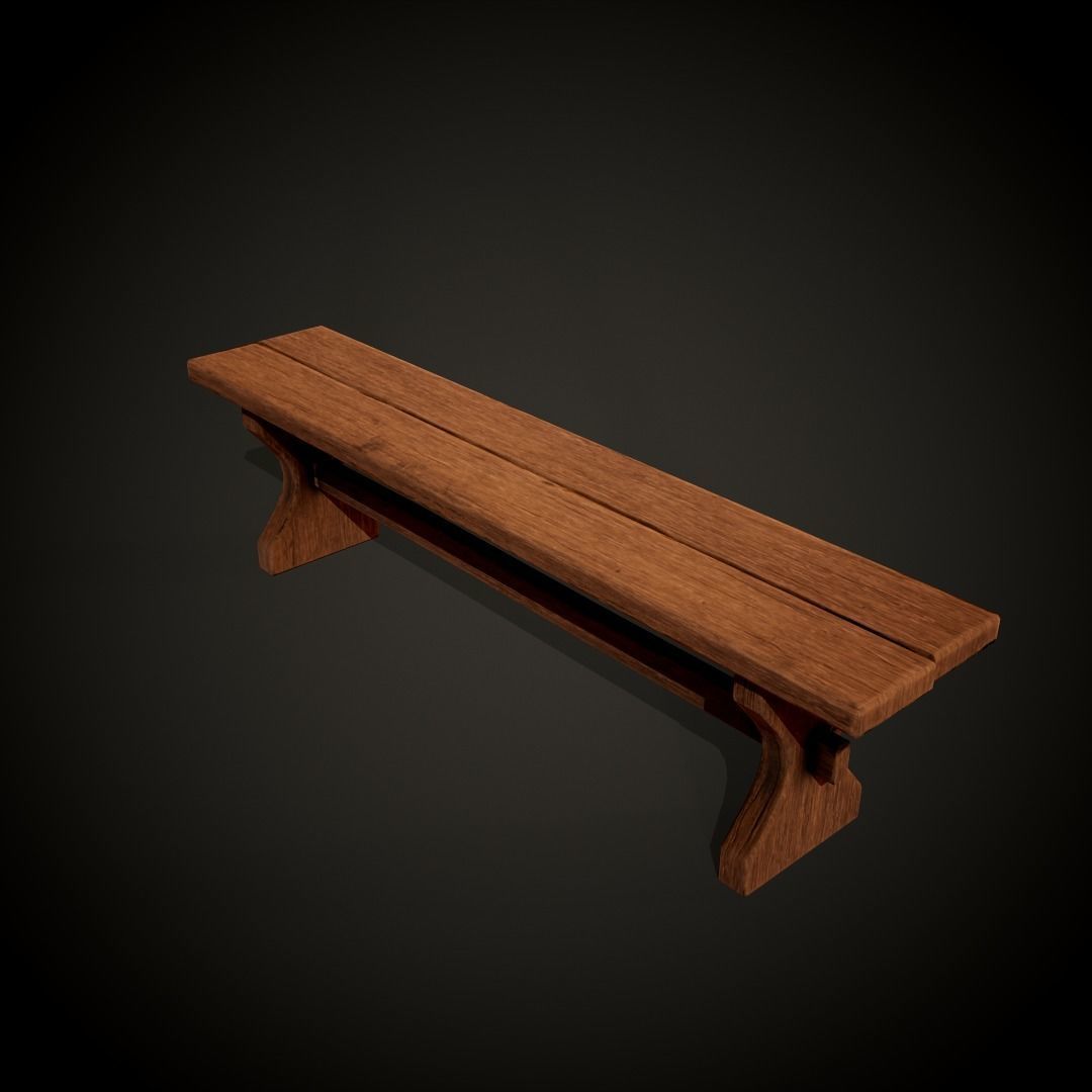 Medieval dungeon sitting - Tables - Chair -Bench and stools Low-poly 3D model_20