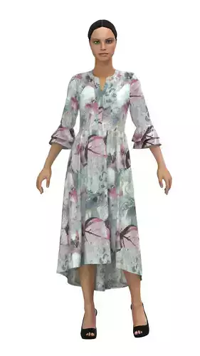 realistic ladies dress with sewing pattern