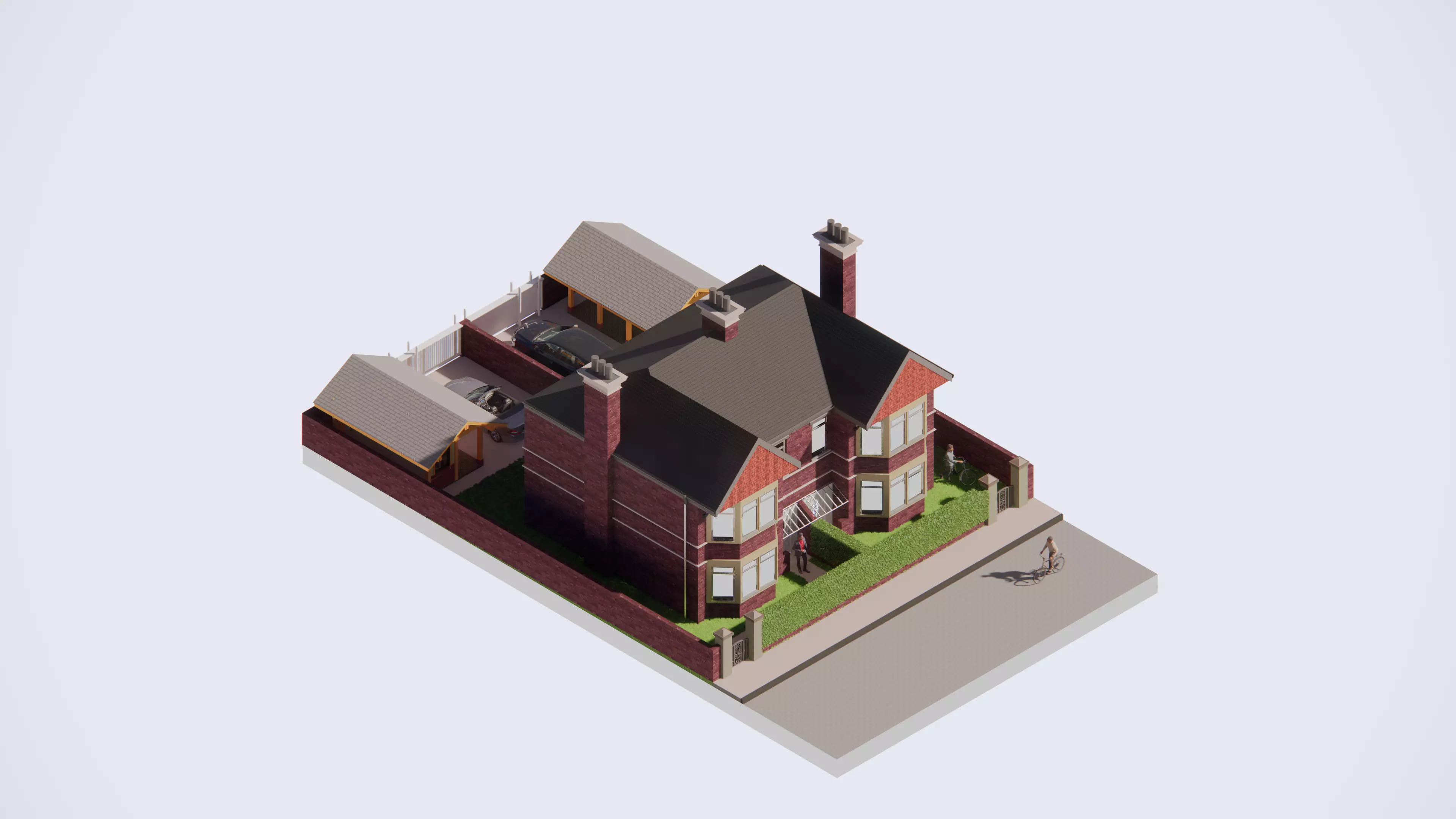 Semi Detached Victorian House 3D model_0