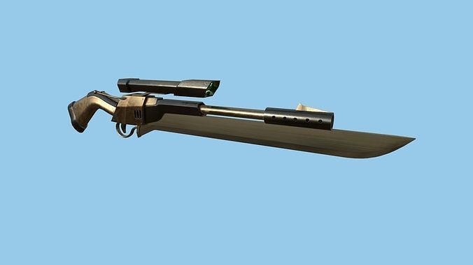 Sniper Gunblade 01 - Bronze Black - Weapon SciFi Design Low-poly 3D model