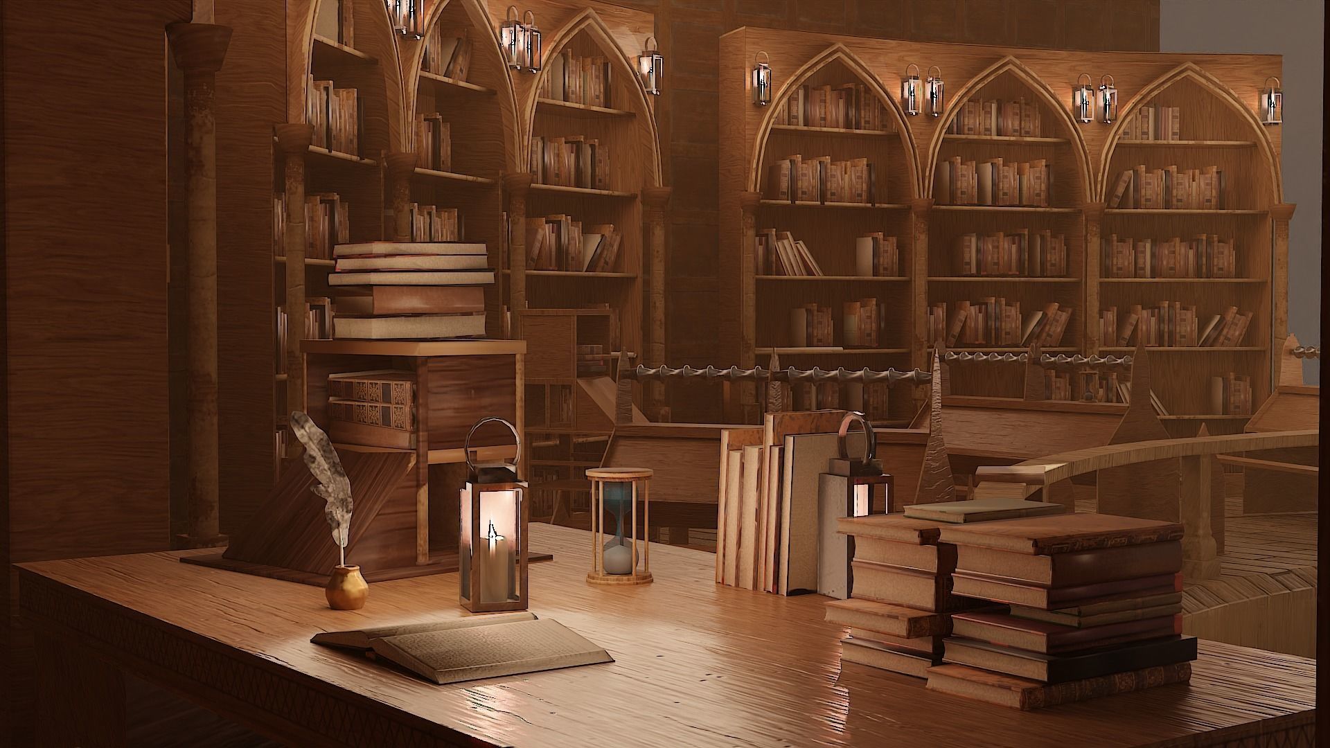 Medieval Library Model Pack Tortilla Low-poly 3D model_4