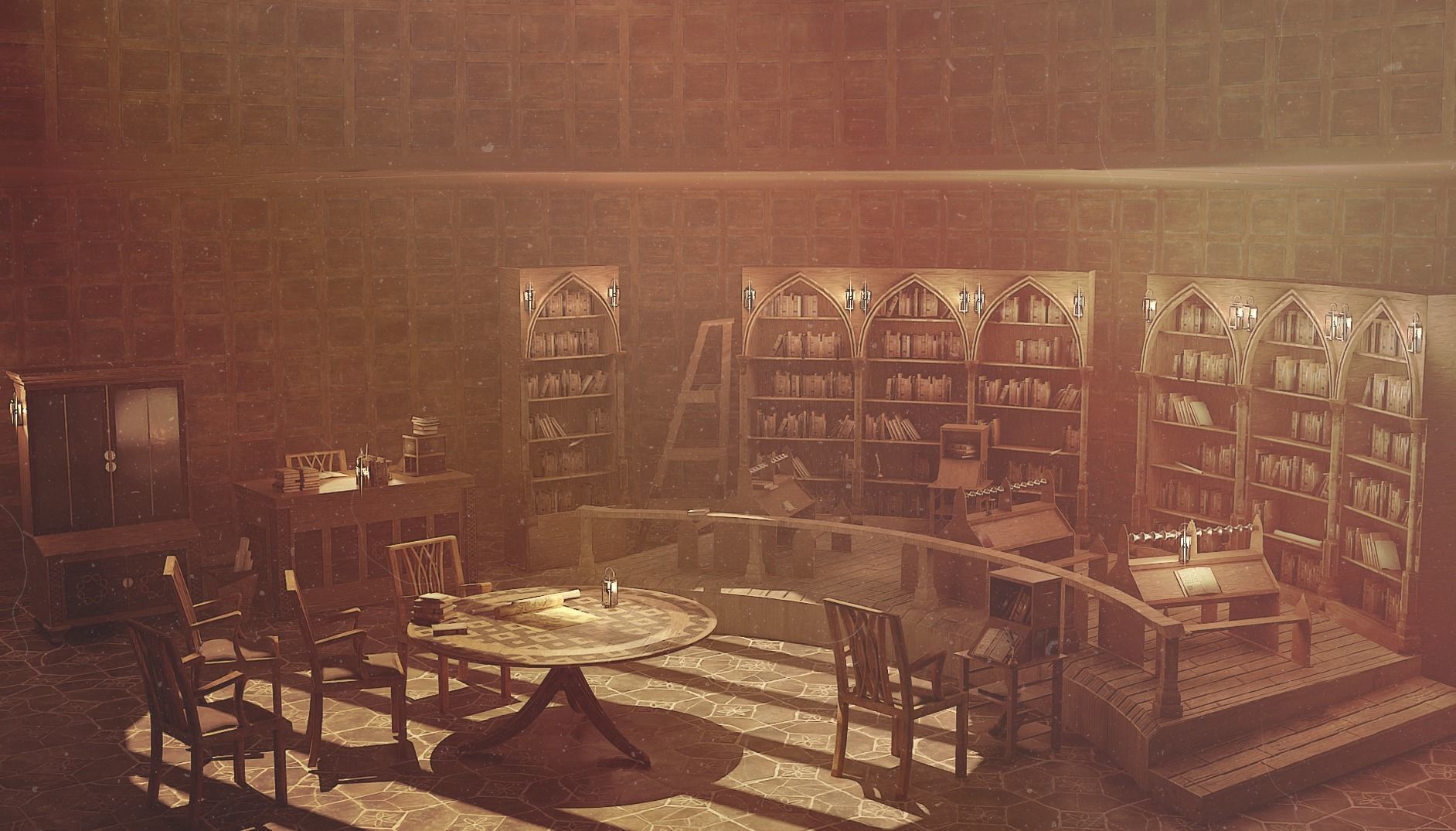 Medieval Library Model Pack Tortilla Low-poly 3D model_2