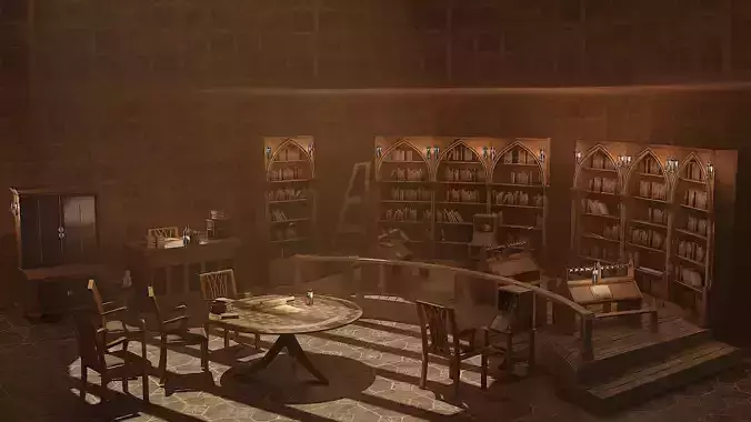 Medieval Library Model Pack Tortilla Low-poly 3D model