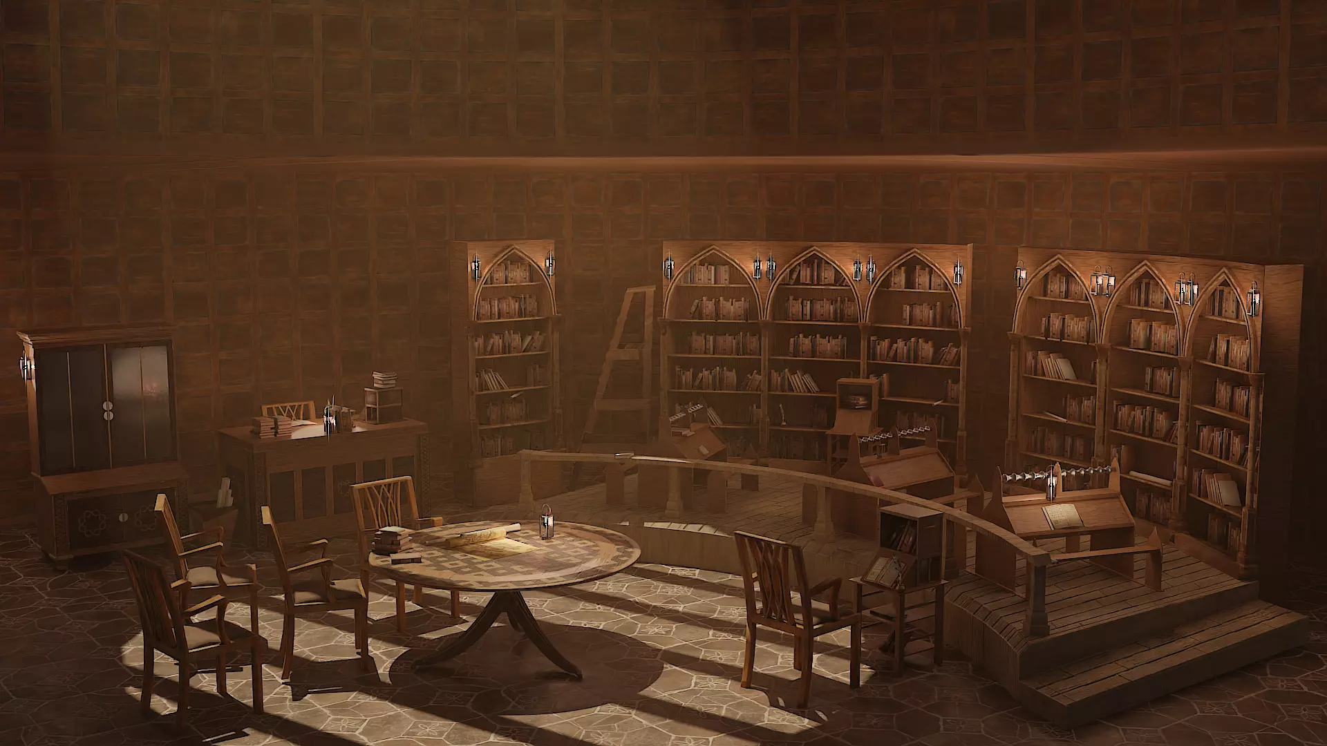 Medieval Library Model Pack Tortilla Low-poly 3D model_0