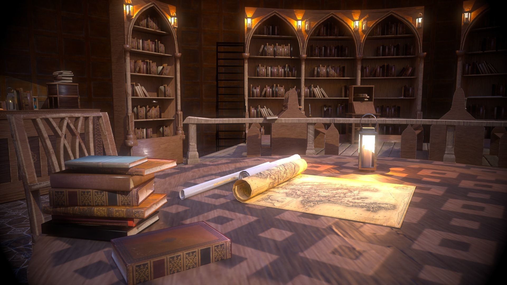 Medieval Library Model Pack Tortilla Low-poly 3D model_11