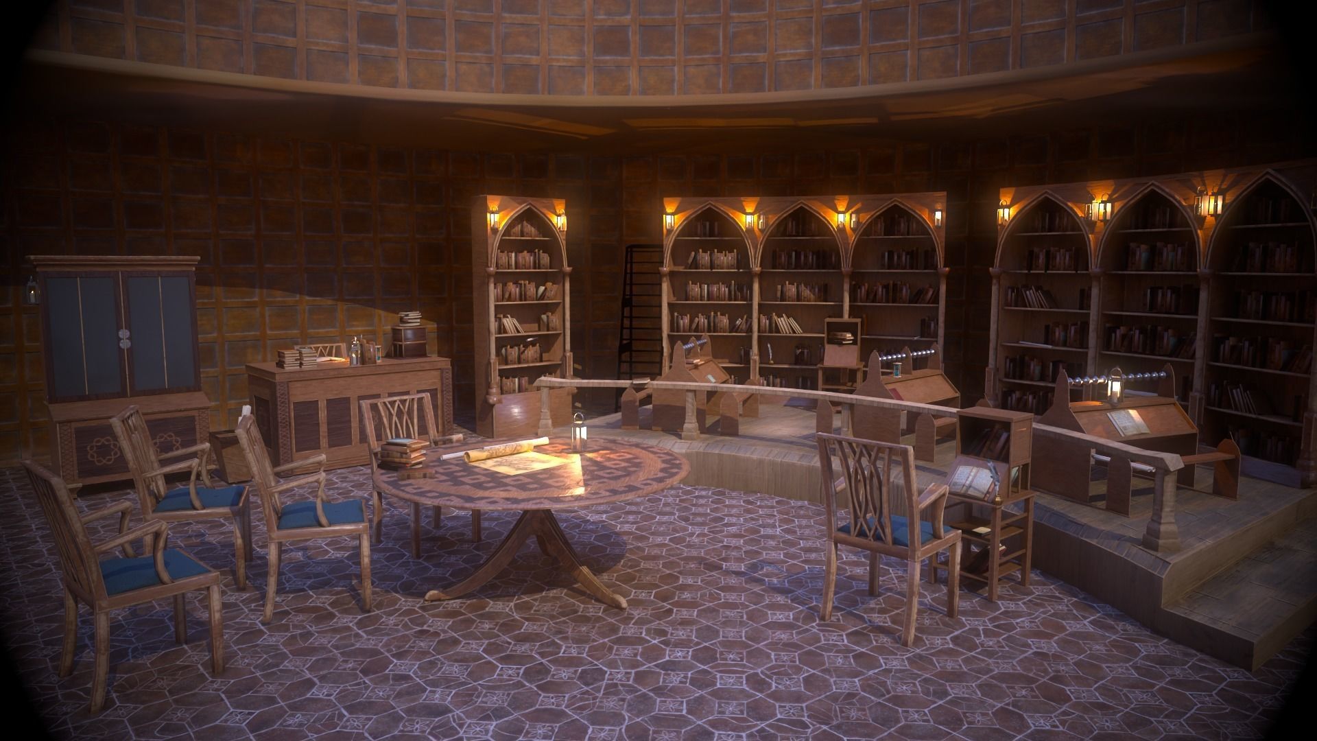 Medieval Library Model Pack Tortilla Low-poly 3D model_3