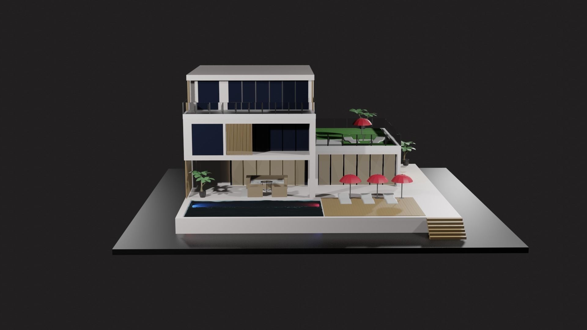 Low Poly Summer House Low-poly 3D model_4