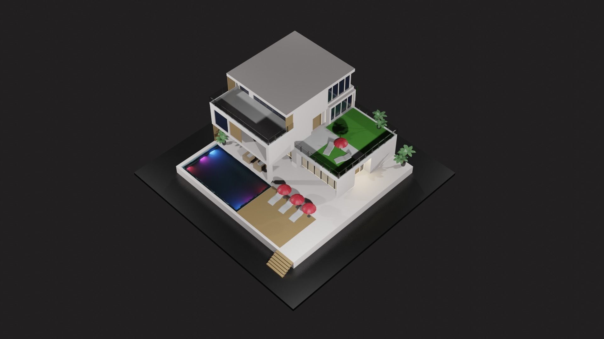 Low Poly Summer House Low-poly 3D model_3