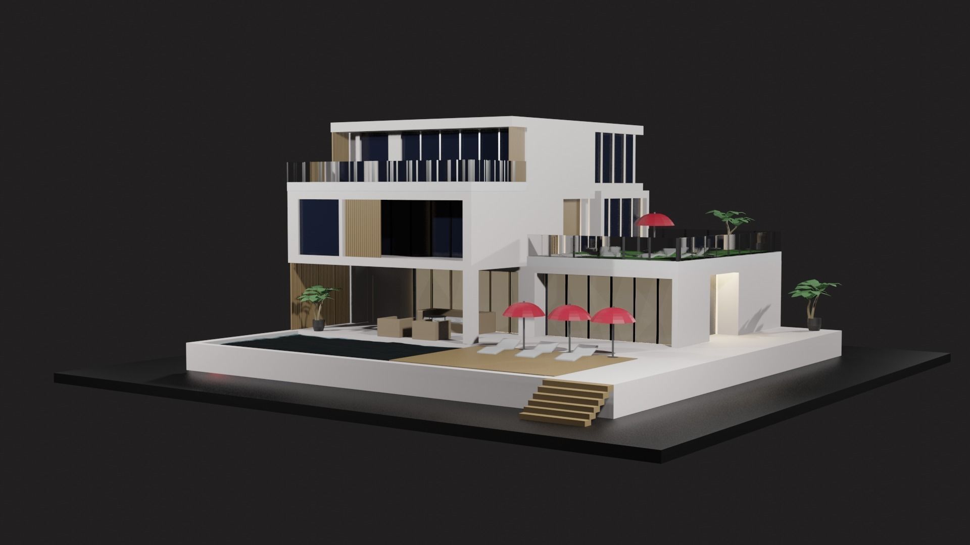 Low Poly Summer House Low-poly 3D model_1