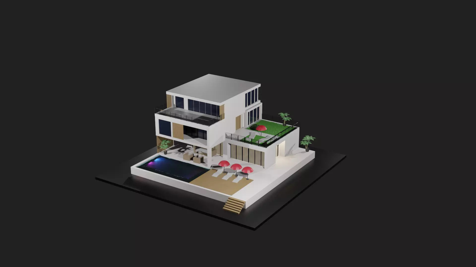 Low Poly Summer House Low-poly 3D model_0