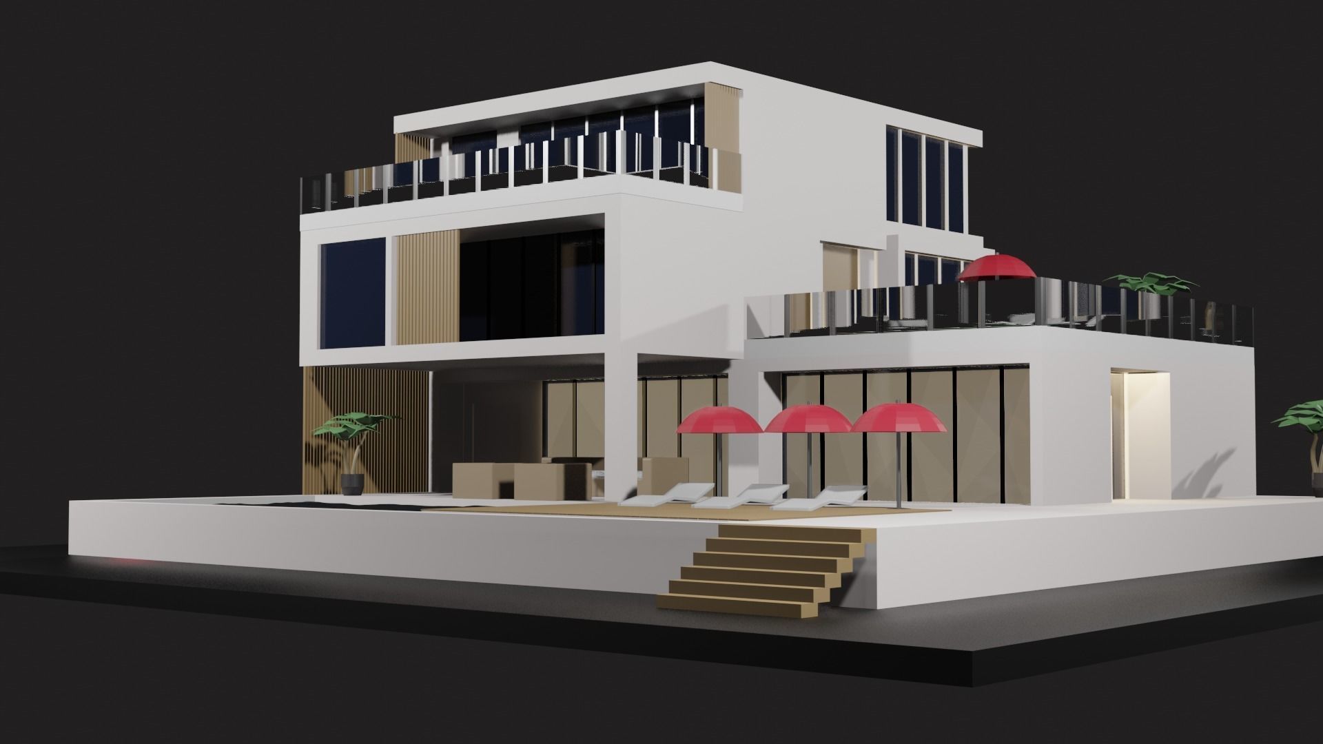 Low Poly Summer House Low-poly 3D model_2