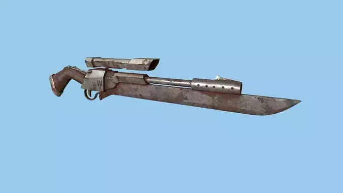 Sniper Gunblade 03 Rust Destroyed - Character SciFi Design