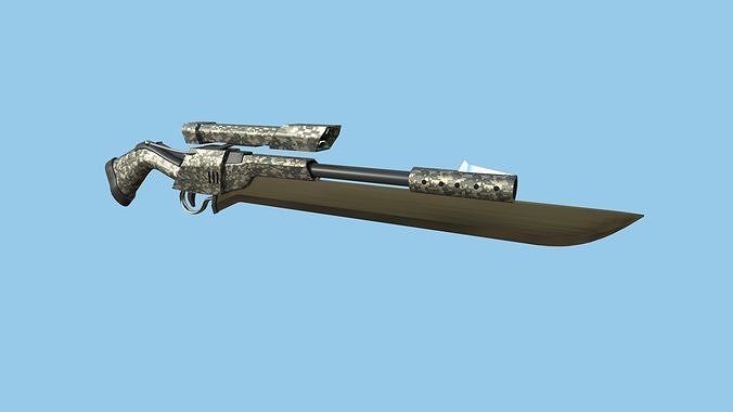 Sniper Gunblade 04 Digital Camouflage - Character SciFi Design Low-poly 3D model