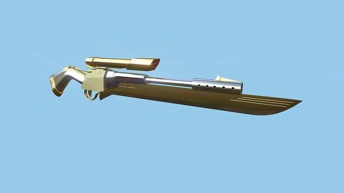 Sniper Gunblade 05 Luxury Golden - Character SciFi Design Low-poly 3D model