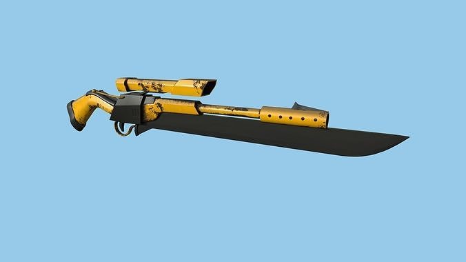 Sniper Gunblade 06 Yellow Black - Character SciFi Design Low-poly 3D model