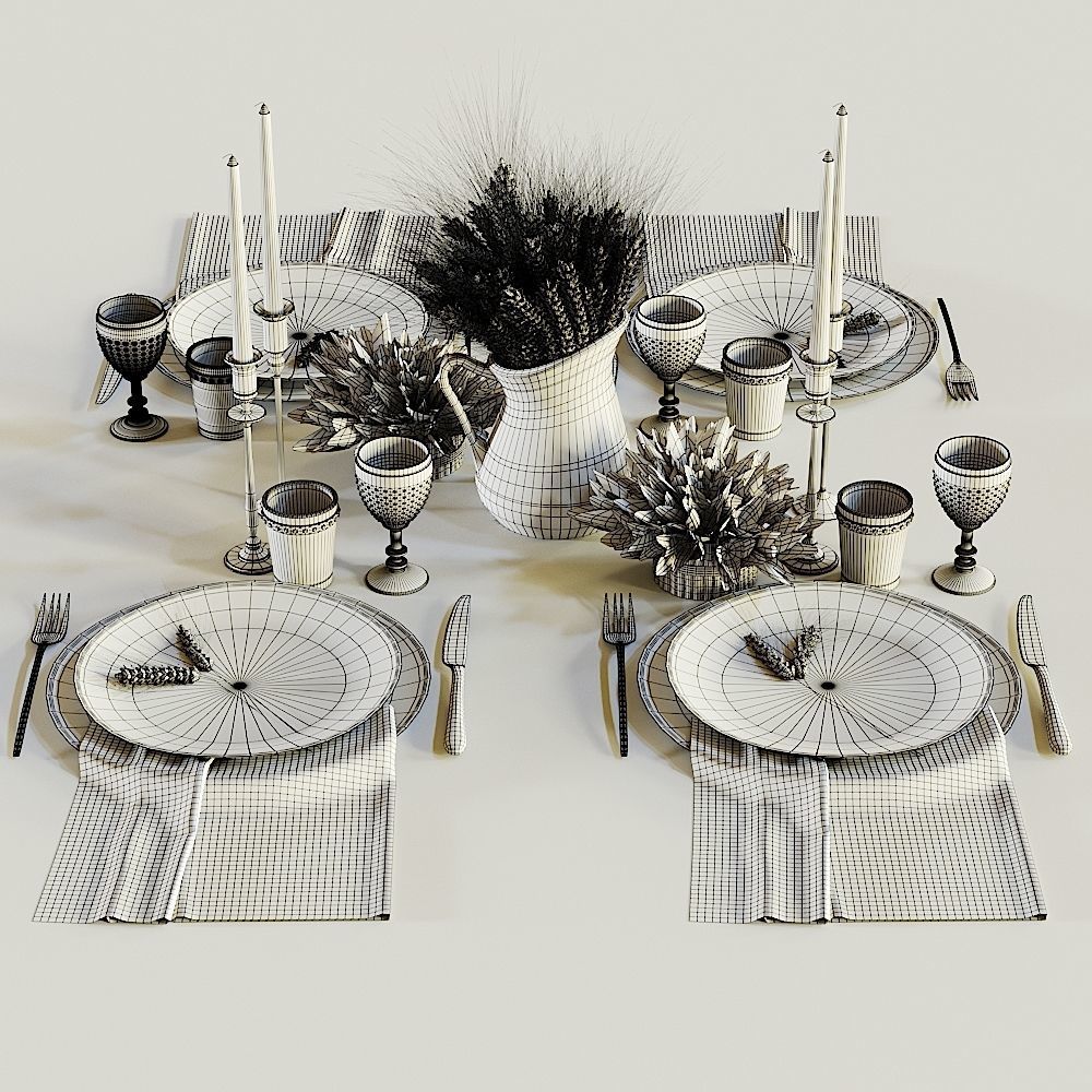 Table setting set 3D model_4