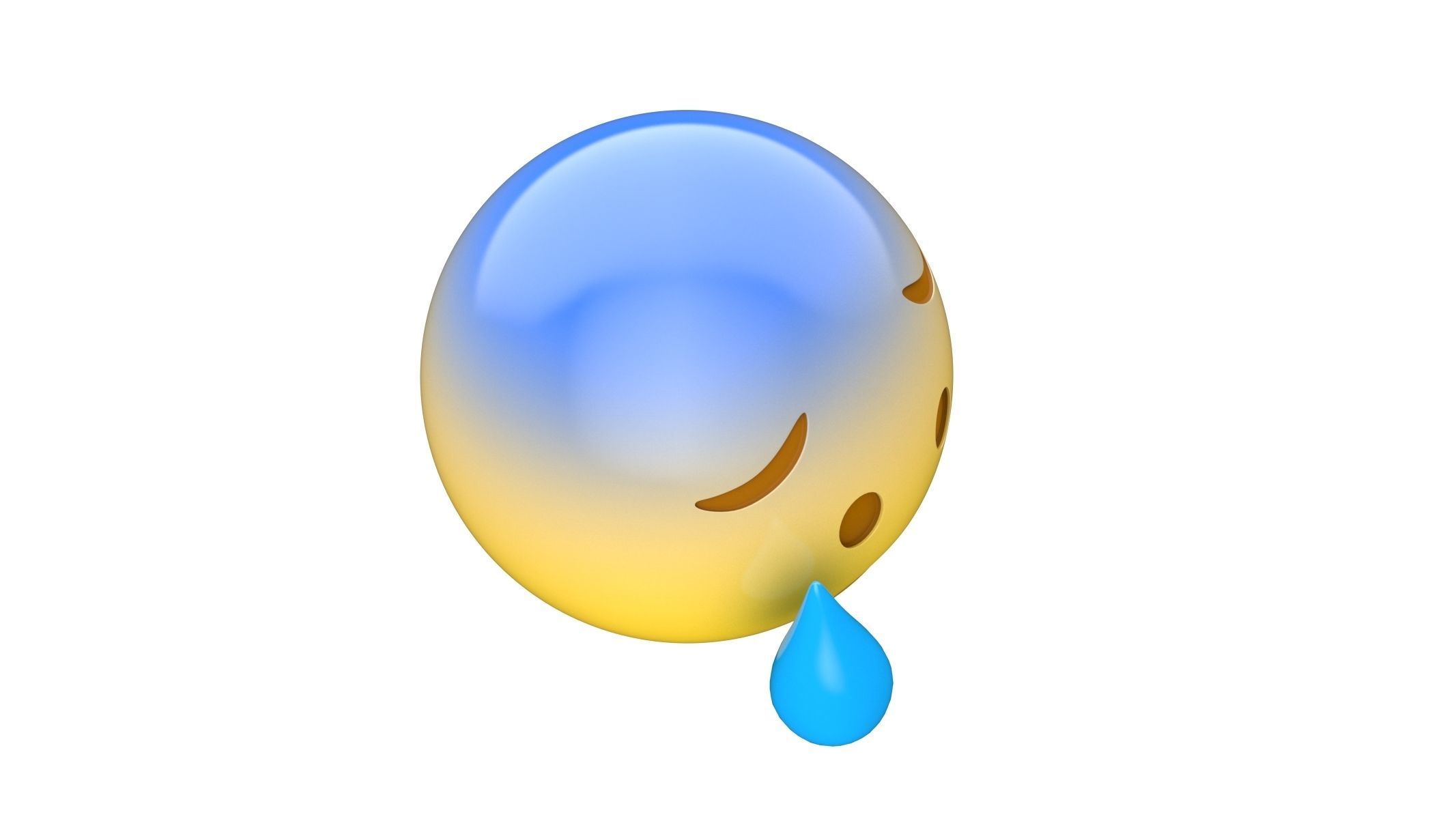 Apple Anxious Face with Sweat 3D model_4