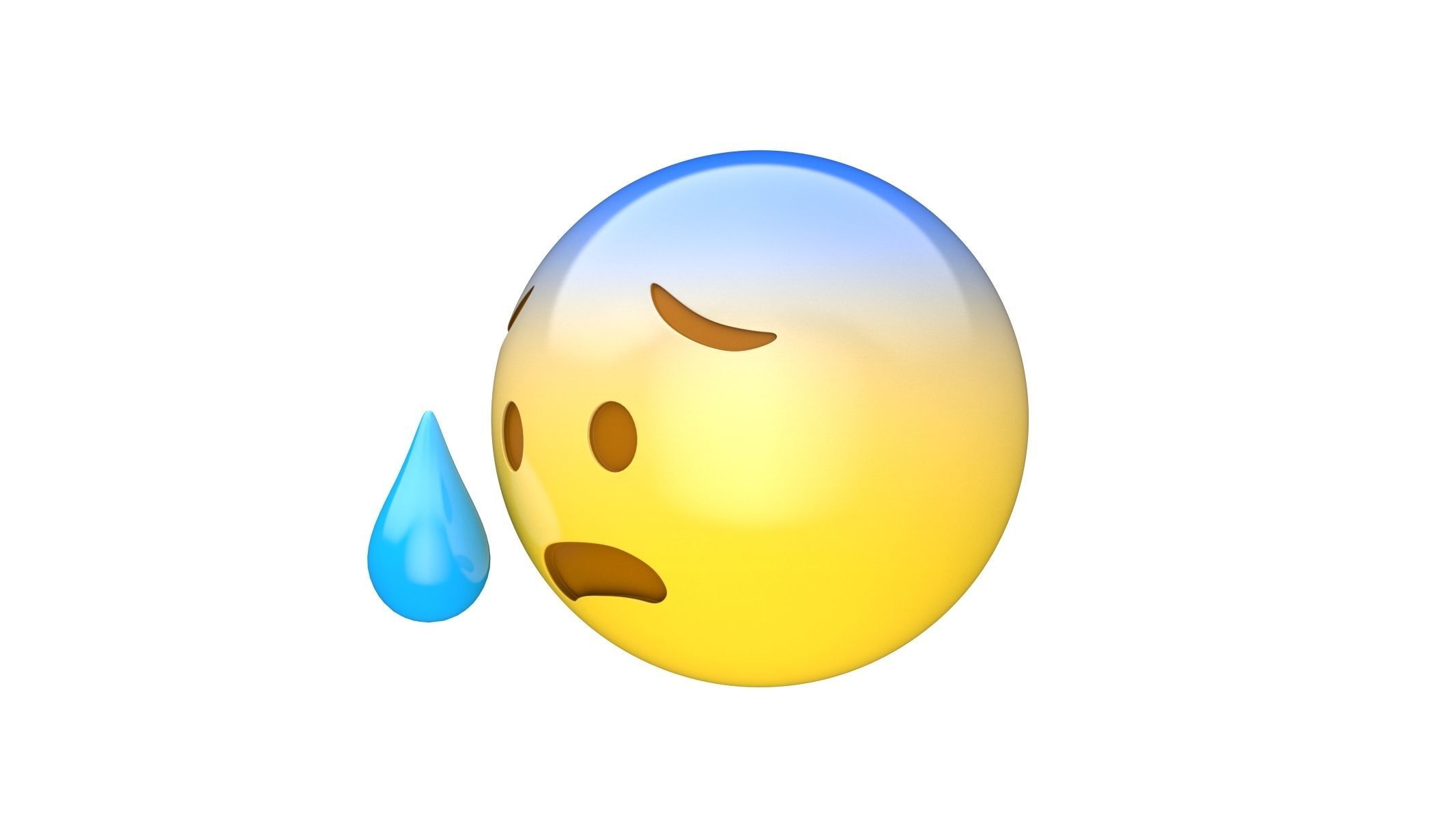 Apple Anxious Face with Sweat 3D model_2