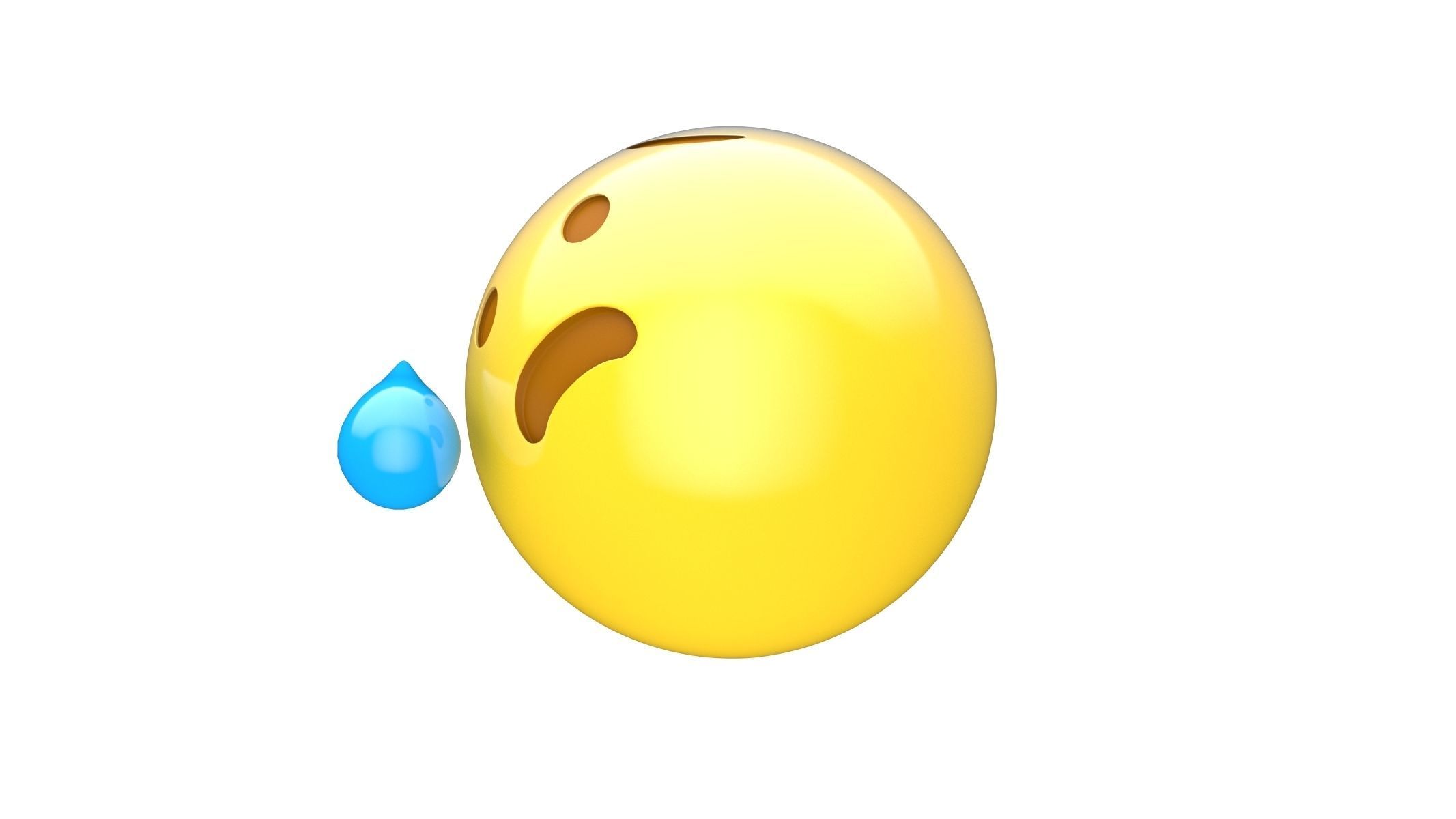 Apple Anxious Face with Sweat 3D model_3