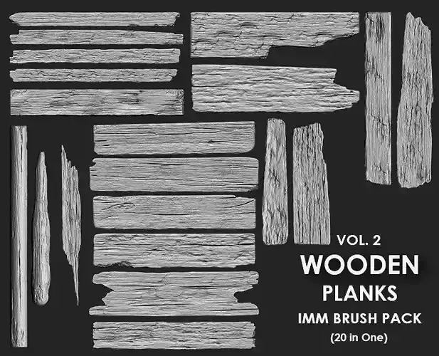 Wooden Plank IMM Brush Pack 20 in One Vol2 3D model