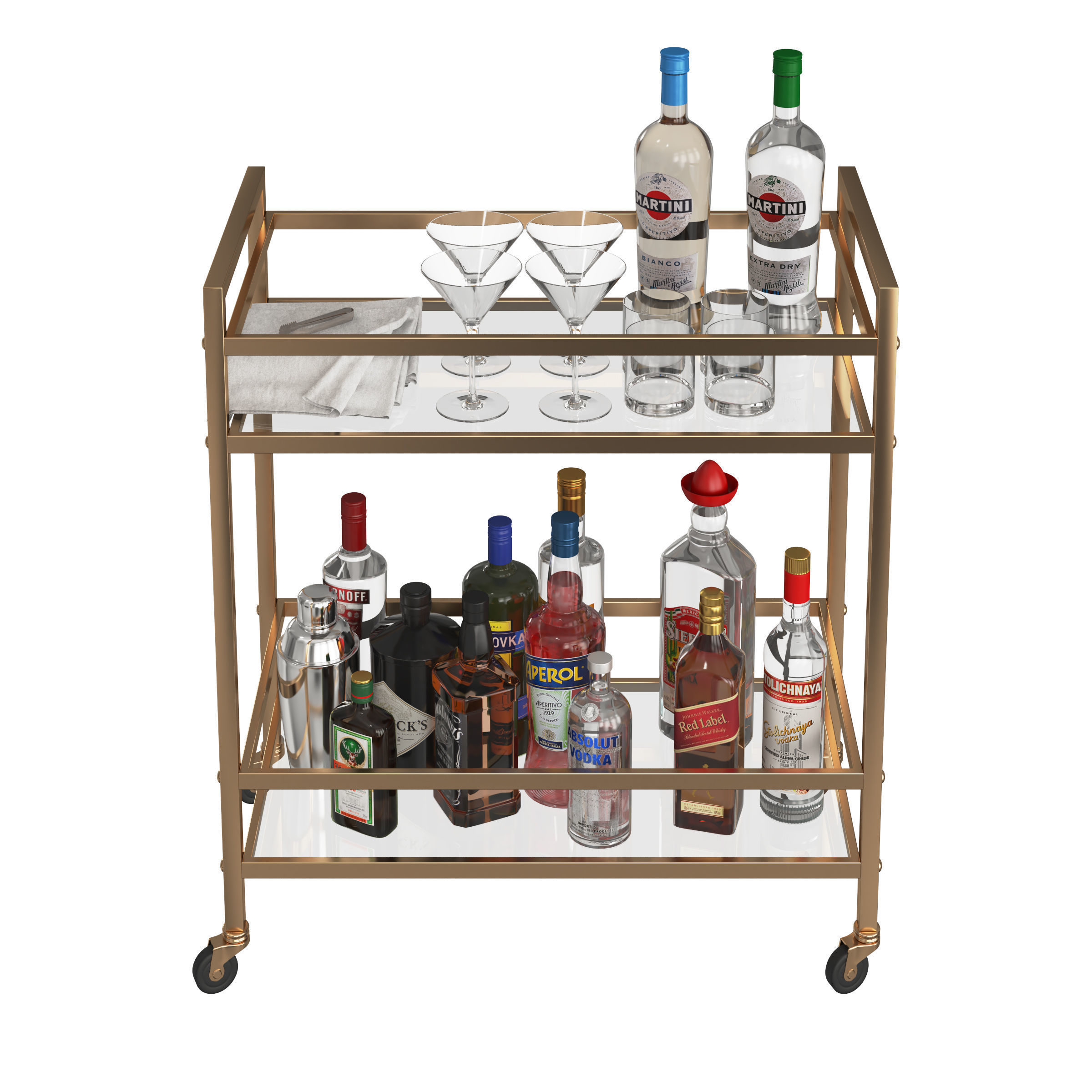 Mini Bar Beverage Table 3D model_2
