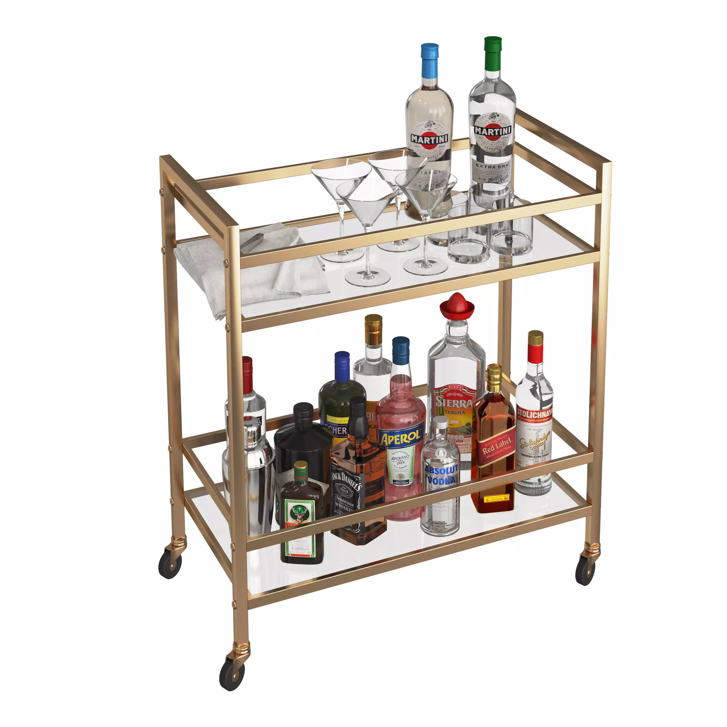 Mini Bar Beverage Table 3D model_0